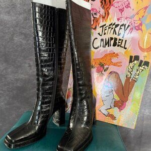 Jeffrey Campbell - Maximal-3 Black Croco boots 7M